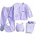 Fancy Walas Presents New Born Baby Summer Wear Baby Clothes 5Pcs Sets 100% Cotton Baby Boys Girls Unisex Baby Cotton/Summer Suit Infant Clothes First Gift for New Born baby