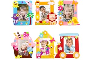 Yuccer 6 PCS Cadre Photo Enfant Kit Activités Manuelles pour Enfants Loisir Creatif Couture pour Fille Kit Cadre Photo à Décorer