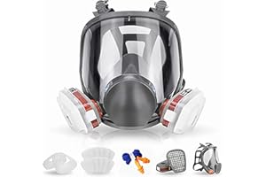 SOSVULIX Mascarilla de cara completa reutilizable, máscara de gas con filtro, máscara de protección contra el polvo industrial para pulverizar, lijar, pintar, pulir, soldar con 22 filtros