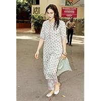 Kurtikor Women's Cotton Straight Printed Kurti with Pant for Young Girl