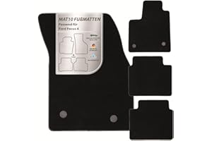 MAT10 – Auto-Fußmatten passend für Ford Focus 4 (ab BJ 09/2018) aus Velours | 4-teiliges Automatten Set | langlebige Erstausrüsterqualität, Made in Germany, Schwarz