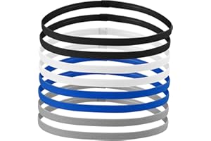 Cozlly 8 Stück Sport-Stirnbänder für Jungen und Erwachsene, elastische Haarbänder mit Silikon-Griff, für Fußball, Laufen, Yoga, Workout, Schwarz, Blau, Grau, Weiß