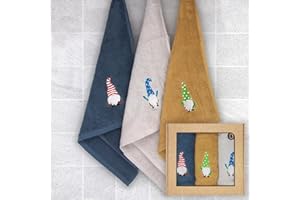 B BARCELOHOGAR Estuche 3 Paños de Cocina Rizo Americano Elfo, Paños de Calidad, Medida 50x50 Cms, Juego de 3 Paños de Cocina Originales, Gruesos de 500 gr/m², Trapos Absorbentes y Suaves (Elfo, 50X50 cm)