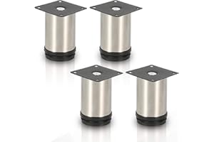 ‎JOPARRI Joparri 4X Edelstahl Möbelfüße Höhe 80 mm Möbelfuß Höhenverstellbar 15mm für Möbel, Küchenschränke Tischfuß Schrankfüße Belastbar bis 250 Kg