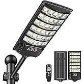 PEAKRO Farolas Solares Exterior, 400W Potente Focos LED Solar con Control Remoto, IP66 Impermeable 6000K Luz Solar Exterior S