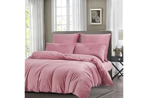 ‎BOQINGZHU Boqingzhu Plüsch Bettwäsche 135x200cm Biber Rosa Altrosa Flanell Winter Warm Kuschelig Flauschig Bettwäsche Teddy Fleece Samt Cashmere Touch Bettbezug 135x200cm mit Reißverschluss