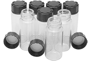Unxuey 8 x 10ml Sample Glass Bottles with Plastic Screw Black Cap Transparent Glass Vials for Laboratory Bottles