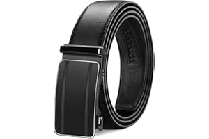 TANGCHAO Cintura Uomo, Cintura a Cricchetto da Uomo in Pelle con Fibbia Scorrevole Automatica 35mm, Trim Regolabile per Adattars