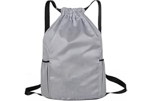 TOCED Drawstring Bag, Unisex Large Sports Backpack String Drawstring PE Bags, Sport Gym Sack have Two Side Pockets, Waterproof Travel Beach Swim School Bag