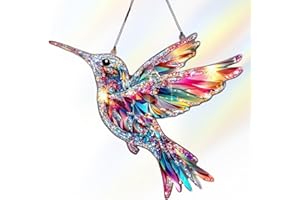 CUOFOL Crystal Bird Sun Catcher,Stained Glass Kit Sun Catcher,Hanging Garden Ornaments Outdoor,2D Flat Sparkling Garden Hanging Ornaments,Glass Ornaments for Windows,Crystals Art Gift for Lovers(Little bird)