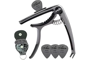 KASESSS Kapodaster Gitarowy z 3 Metalowymi Kostkami i 1 Torbą na Plektron, Kapodaster na Gitarę Akustyczną i Elektryczną, Ukulele, Mandoliny, Banjo