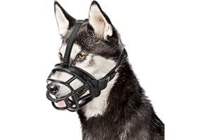 Nobleza Dog Muzzle Adjustable Dog Basket Muzzle Breathable Pet Training Mouth Cover to Prevent Barking Biting and Eating Pet Muzzles Allows Panting and Drinking, Size L, Black