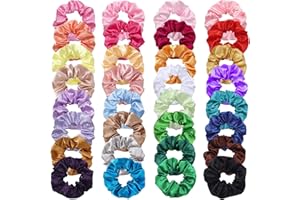 JSTHHTT 32 Pezzi Scrunchies per Capelli Seta, Elastico in Scrunchies, Scrunchies per Capelli in Raso, Scrunchies in raso professionale, Set Elastici Capelli Stoffa Raso per Donne Ragazze, 32 colori