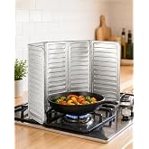 Katlanabilir Al&uuml;minyum Ocak Yağ Sı&ccedil;rama Koruyucu Panel, 84 x 32,5 cm, 5 Panelli Ayarlanabilir Tava ve Tencere Koruma Bariyeri