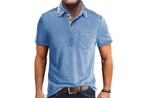 Comilaka Polo Hombre Manga Corta Contraste Camiseta Clásico Cuadros Poloshirt T-Shirt Casuales