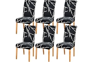 HZDHCLH Chair Covers Set of 4/6 Stretch Modern Chair Slipcovers for Dining Room Kitchen Wedding Party Washable Chair Protector(6pcs,Black Xunxiang)