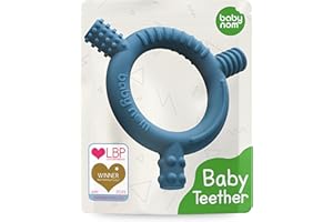 Baby Nom ® Teething Toys for Baby 3 Months and Up - Food Grade Silicone Baby Teether, Baby Teething Ring for Sensory Development, Teething Toys for Baby - Freezer Friendly, Ocean