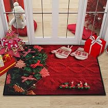Produktbild von Zempertoopa Weihnachtsteppich Matten, 40 X 60 Cm Weihnachtsmatte, Weihnachtsdeko Fußmatte, Weihnachten Home Tür Fußmatten, Für Schlafzimmer, Flur Wohnzimmer Boden, Küche Badezimmer Teppich (C