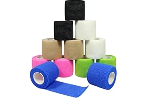 QiGui 12 Stück Selbsthaftend Elastische Verband 5cm x 4,5m - Wasserfestes, Staub und Schmutzabweisendes Pflasterband Flexible Haftbandage Verbandsmaterial Ideal für Sport und Erste Hilfe