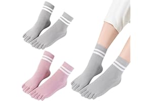 XOKL 2 Pairs Toe Socks for Women Yoga Socks for Women Non-Slip Pilates Socks Womens Yoga Pilates Socks Mid-Calf Socks for Dance Workout Ballet Trampoline Exercise