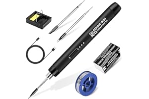 Kit de fer à souder sans fil - Fer à souder USB avec 3 températures réglables de 300 ℃ à 450 ℃, 3 pannes à souder, support de fer à souder, fil à souder, pâte à souder, kit de soudure KKMOL pour