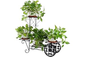 H-YEEU Youwise Support de Plante en Métal Élégant, 4 Côtés Escalier de Fleurs, Étagère à Fleurs en Fer, Indoor Etagere Plante Exterieur Intérieur, Porte Pots de Plante pour Jardin, Cour, Balcon, Salon