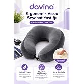 Davina ErgoTrip Visco Seyahat Yastığı | Visco S&uuml;nger, Ergonomik , Taşınabilir, Yıkanabilir Kılıf