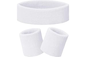 Becellen 3 Pièces Bandeau et Bracelet Sport Bracelet Eponge Bande Poignet Sweatband Anti-Sueur Headband pour Femmes Hommes Tennis Basketball Course