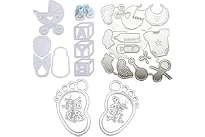 Canzoon Cutting Dies Scrapbooking 3Pcs Argent matrice De Découpe Pieds De Bébé Gaba Rit Poinçonnage Pour Matrice De Découpe Scrapbooking L’invitations A Thème Les Décorations D'albums Photo