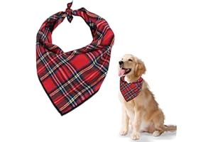 AOVNA Red Tartan Dog Bandana Christmas Dog Bandanas Classic Plaid Reusable Washable Pet Triangle Scarf Pet Bandana Pets Costume Accessories