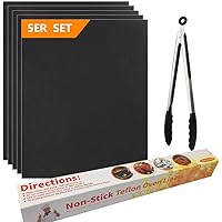 Likey BBQ Grillmatte 50X40CM (5er Set),12" Grillzange, Grillmatten Grillen Wiederverwendbar 100% Antihaft, PFOA-Frei FDA…