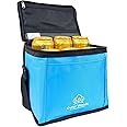 Outer Woods Insulated 6 Can Cooler Bag | Fits 6 x 500ml Beer Cans | Keep Cans Cool for up to 10 Hrs | Free 2 Units of Ice Gel Packs (Sky Blue)