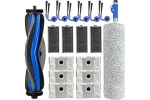 Moupaa 19-teiliges Zubehör-Set für Ecovacs Deebot X9 Pro Omni / X9 Pro Roboter-Staubsauger, Ersatzteile, 1 Hauptbürste, 1 Wischrolle, 6 Staubbeutel, 4 Filter, 6 Seitenbürsten