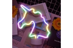Aslanka Colorful Unicorn Neon Light, Bedroom Night Light, LED Light Signs Powered by Battery/USB, Light Decoration for Christmas Birthday Party Bedroom Table Lamp Children Gifts