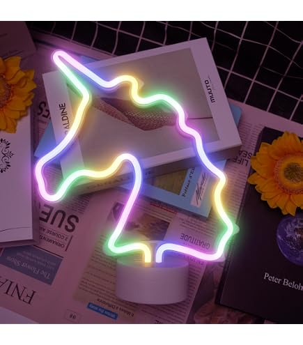 RTDECORLT Einhorn-Neonschild – Buntes, Dimmbares LED-Licht Für Zimmer, Party & Deko