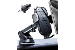 YOSH Soporte Móvil Coche Ventosa & Gancho de Metal, 2024 Nuevo Diseño Brillante Universal [3 en 1] Porta Movil Coche Ventilación Rejilla Salpicadero Parabrisas para iPhone Samsung 4-7" Smartphone