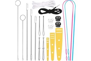ENCHOL 20 Pcs Drawstring Threader Tool Set with Bodkin, Loop Turner Sewing Tool, Drawstring Cord, Elastic Threader and Cord Locks for Pants Hoodies Sweatpants Jackets Shoes