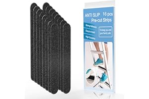 ASTFYS Lot de 16 bandes antidérapantes prédécoupées, bandes adhésives antidérapantes de sécurité pour échelle, marchepied et escalier (2,5 cm x 30 cm, noir)