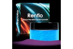Renfio Fluorescent Powder, 3.5 oz/100 g, Fluorescent Glow Puvler, Colour Glows in the Dark Pigments, Glow Pigments, Mica Powder for Slime, Nails, Acrylic Paint, Art, Crafts, Purple