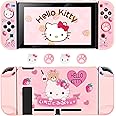 DLseego Protective Case for Switch Console with Dockable Hard Switch Cover Shell and Thumb Grip Caps - Cute Kitty Pink Case