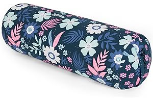 Yoga Studio Organic Buckwheat Lotus Bolster - 23cm x 61cm, Cotton Bolster Meditation Pillow with YKK Zipped Fastening