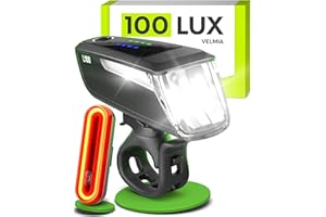 ‎VELMIA Velmia Fahrradlichter Set StVZO zugelassen mit USB Akku-Betrieb und 8,5h Leuchtdauer I LED Fahrradlicht Set regenfest und aufladbar I Fahrrad Licht, Fahrrad Zubehör, Fahrradlicht vorne + rücklicht