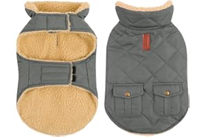 CITÉTOILE Wintermantel Hundemantel, Warme Winterjacken mit Fleece für Hunde,Hundejacke Hundekleidung Hundepullover Dog Coat mit Geschirr Loch für Chihuahua Dackel, Grau, M