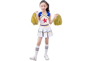 LOLANTA Costume da Ragazza Cheerleader, Carnevale o evento sportivo Fancy Dress Up con l'abito di Pom Poms, 4-13 anni
