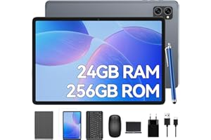 TABWEE T20 Tablet con Teclado - 24GB RAM+ 256GB ROM(2TB TF), Octa-Core, 5000 mAh, 8MP+5MP, 5G WiFi, GPS, Face ID, Port Jack 3.5mm, Tablet 10 Pulgadas