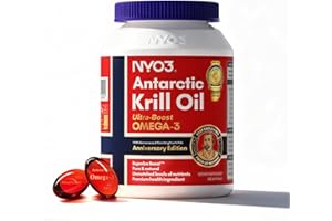 NYO3 Krill Oil Omega 3 Supplement 1000mg 90 Softgels EPA & DHA, Pure Antarctic Krill Oil with Astaxanthin and 56% Phospholipids Laboratory Tested