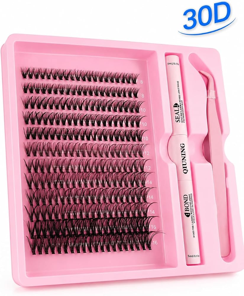 30D Hacimli Takma Kirpik Seti Yapıştırıcı ve Cımbız Dahil | İpek Kirpik, Doğal Görünüm, Cımbız Dahil, Yapıştırıcılı Set, 8-16mm Karışık Boy