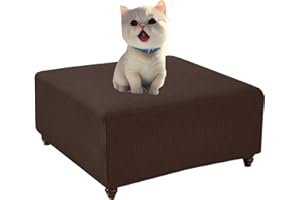 SDNAM Funda Otomana Cuadrado Terciopelo ，30/40/60/70/80/90/100cm Elástica Funda De Puff ，Retirable Lavable Funda Reposapies Jacquard Cubierta Taburete Sofá Protector (Color : #13, Size : 100x100cm/39.4x39