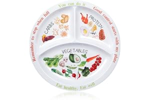 Yuecda Portion Control Plate for Balanced Eating -Healthy Nutrition Plate for Adults and Teens - Melamine Dividers, Perfect for Balanced Eating and Diet Management (1 Pieces)