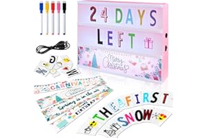 VICTERR Light Box Rosa, Regalo della Ragazza, Contenente 306 Lettere e Emoticoni, 10 Carte di Fascia Alta, 5 Marcatori, Scatola Luminosa di Informazioni, Decorazione della Camera da Letto Della Ragazza